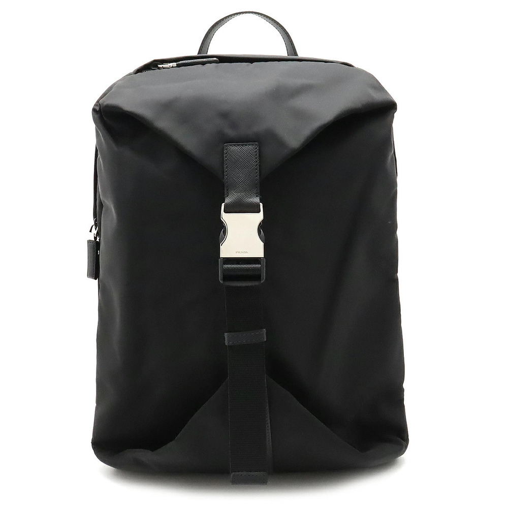 Prada Re Triangle Backpack Rucksack Leather NERO Black